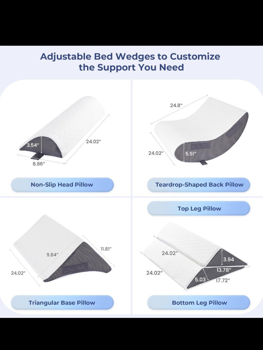🔸️🔹️ MASVIS 5PCS Orthopedic Bed Wedge Pillow Set for Sleeping